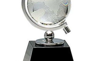 Crystal Globe on Black Glass Base