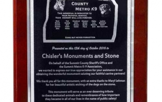 Sheriff Dog Monument Plaque